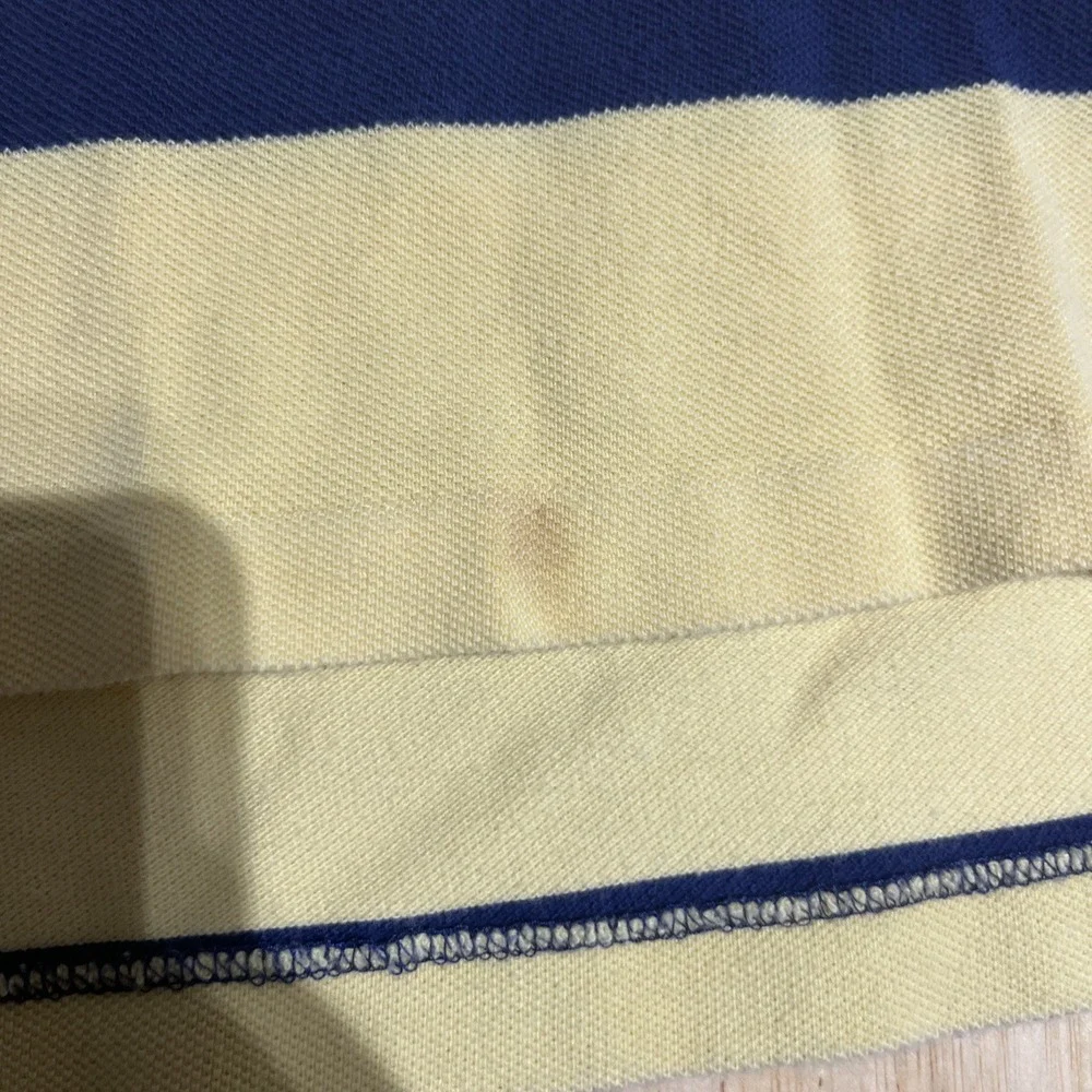 Ralph Lauren Polo Shirt Mens Large L Yellow Red‎ Pony Navy Striped Vintage
